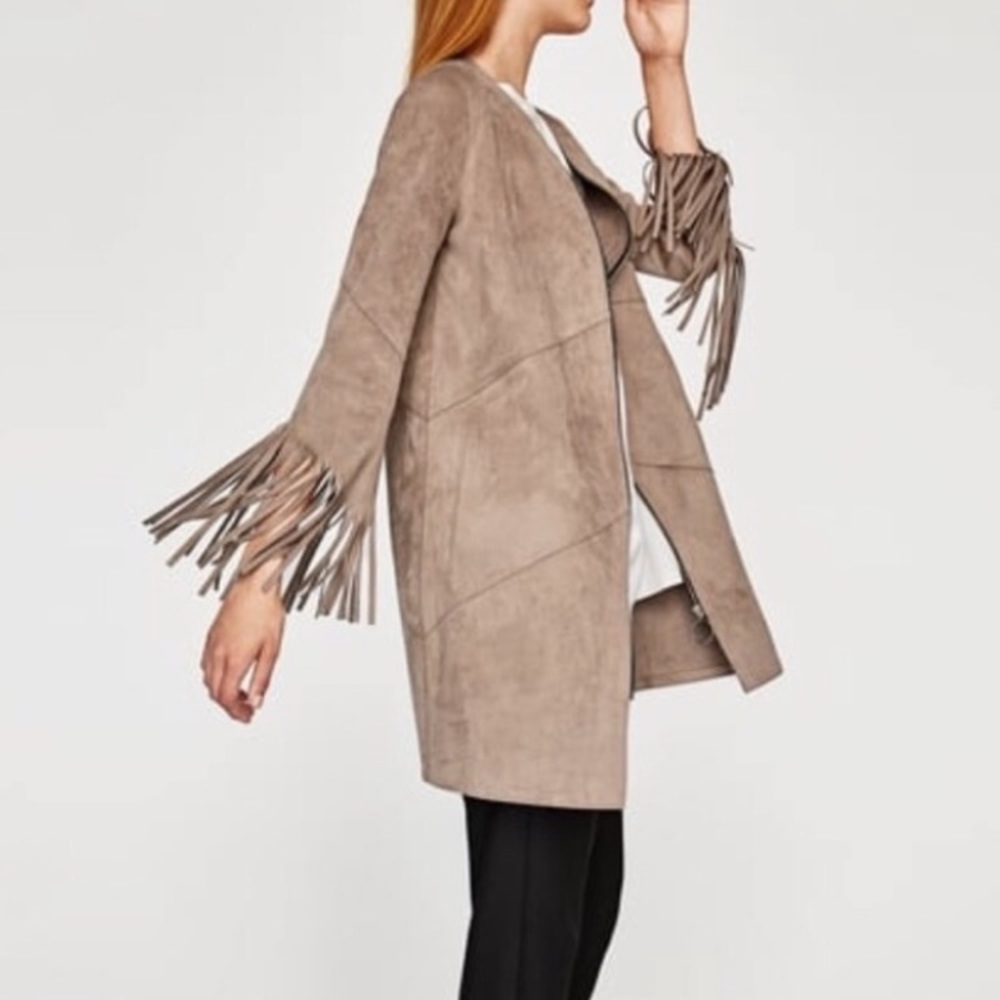 New Zara Suede Fringe Jacket Size XS